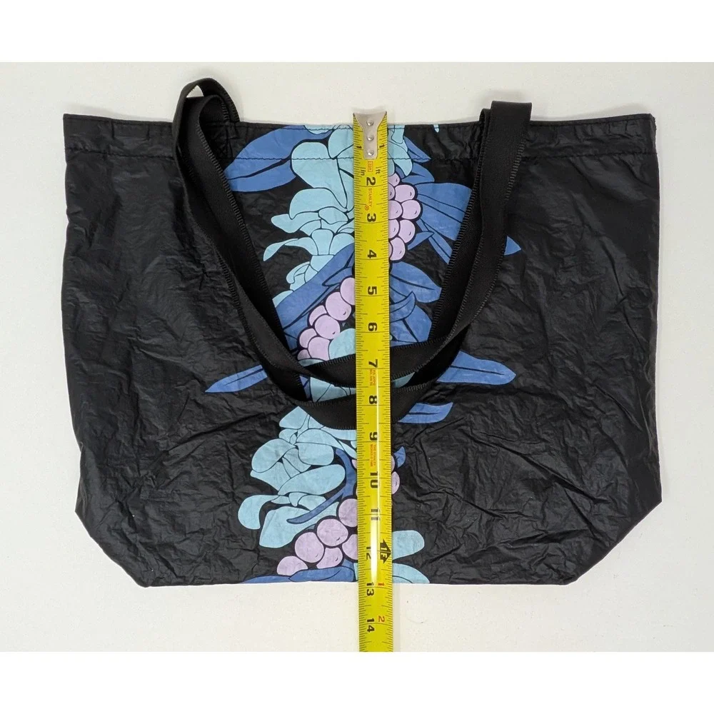 ALOHA Collection Reversible Tote Bag Mokihana Black Floral Hawaii - *READ*